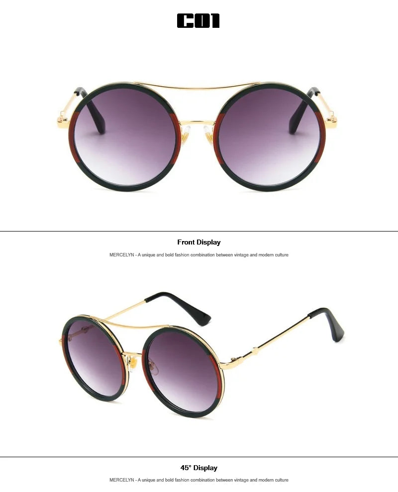 Luxury Round Two Tone Sunglasses For Ladies Sexy Classy Fashion Sun Glasses Stylish Designer Brand Eyewear