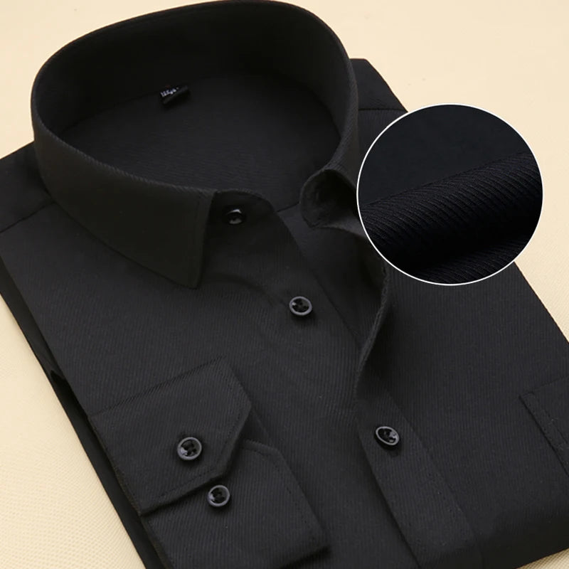 Plus Size Long Sleeve Men Dress Shirt Fashion Male Business Formal Wear Office Working White Shirts 45 46 47 48 Large Clothing
