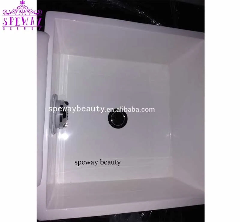 Hot Sale White Square Foot Spa Pedicure Sink Beauty Nail Salon Ceramic Pedicure Bowl Comes With Pull- Out Faucet