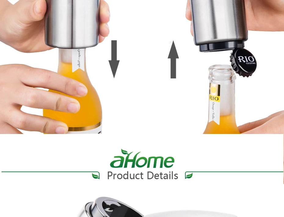 Automatic Beer Bottle Opener,Magnetic Stainless Steel Beverage Bottles Wine Openers Jar Opener Kitchen Gadgets Bar Supplies