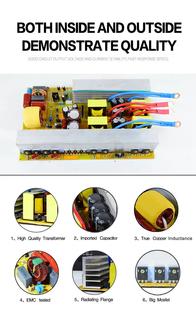 6000W Pure Sine Wave Inverter Solar Power 12V/24V/36V/48V/60V/72V DC to 110V/120V/230V/220V/240V AC Drill/Air Conditioner/Pump