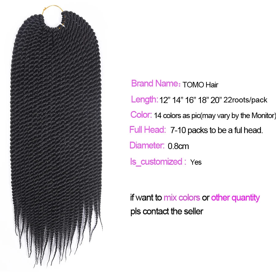 TOMO 14" 18" 22" 22 Roots Synthetic Senegalese Twist Hair Crochet Braids Crochet Hair Extensions Ombre Red Braiding