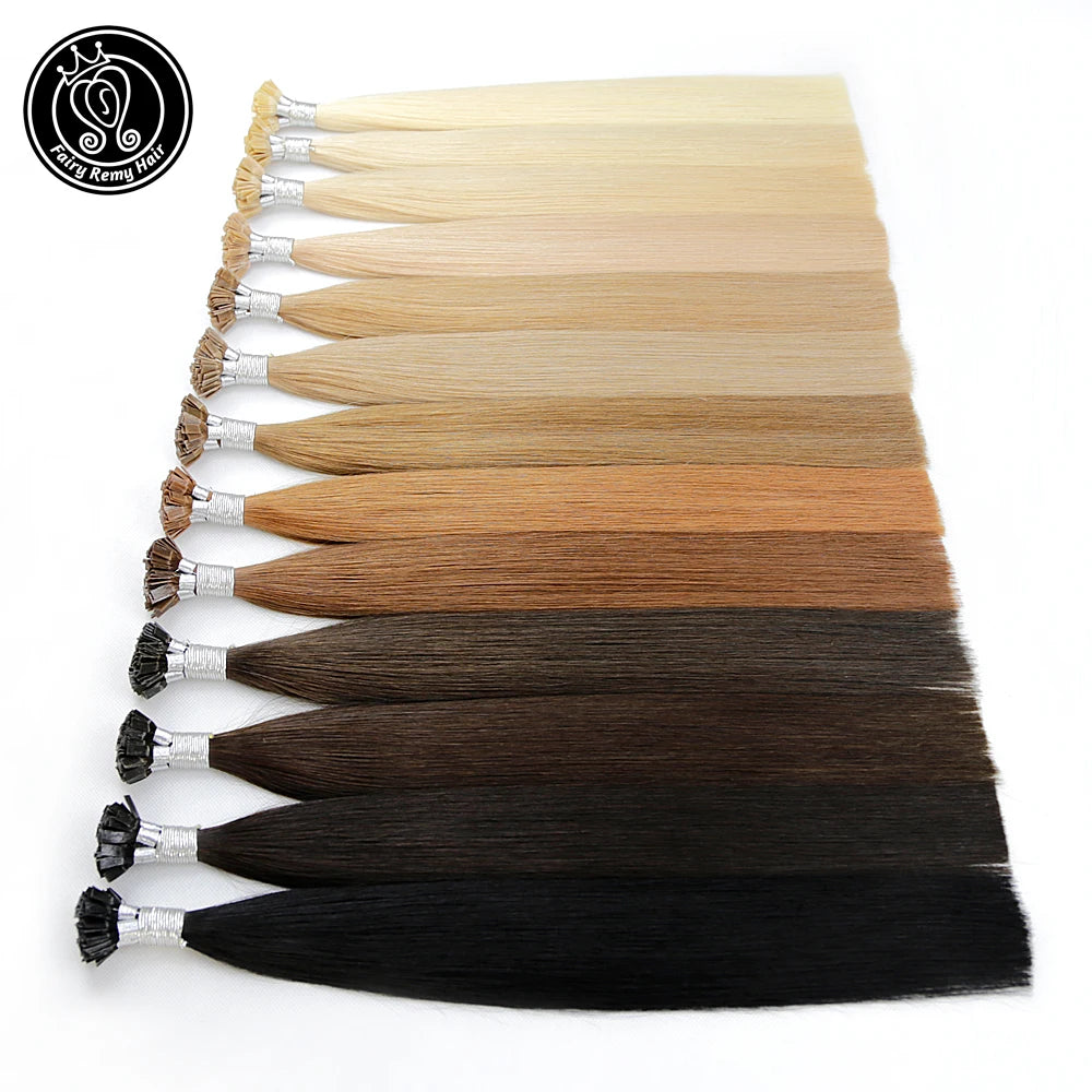Fairy Remy Hair 20-22" Remy Keratin Flat Tip Human Hair Extensions Straight Capsules Natural Pre Bonded Hair 0.8g/Strand