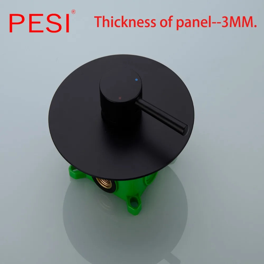 All Brass Shower Faucet Mixing Valve 1/2/3 Ways Concealed Easy-mount Box Brass Concealed Valve Wall Mount Wholesale Mate Black