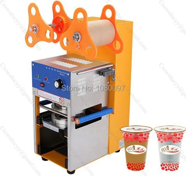 Automatic Milk Tea Cup Sealing Machine Full Automatic Bubble Tea Machine For 90/95mm PP/PE/PC Milk Tea Cup Seale