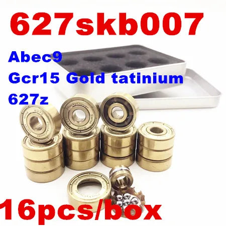 16pc 608zz/627z Gold Tatinium Skate Bearings Skateboard Longboard Parts Inline Roller Skates Scooter Quad Artistic Skate Bearing