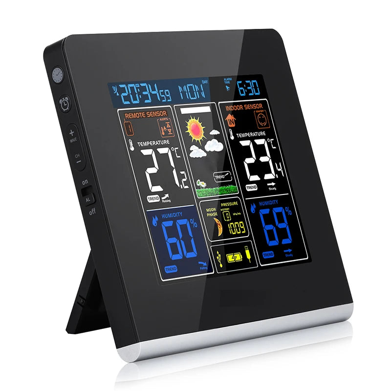FABISENSE Wireless Weather Station with Indoor Outdoor Sensor Thermometer Hygrometer, Forecast Barometer Moon Phase, USB Powered
