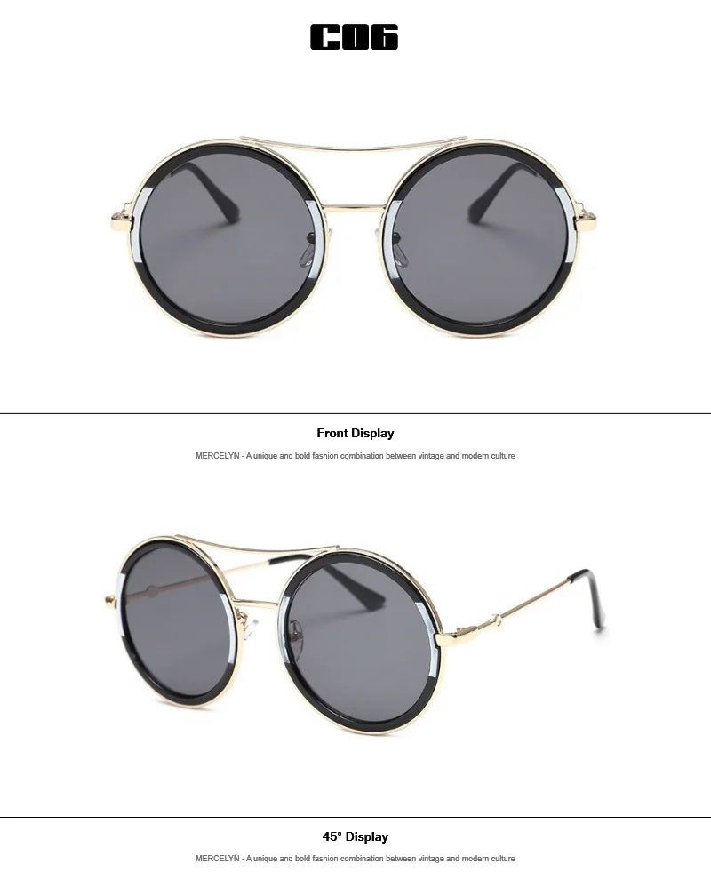 Luxury Round Two Tone Sunglasses For Ladies Sexy Classy Fashion Sun Glasses Stylish Designer Brand Eyewear