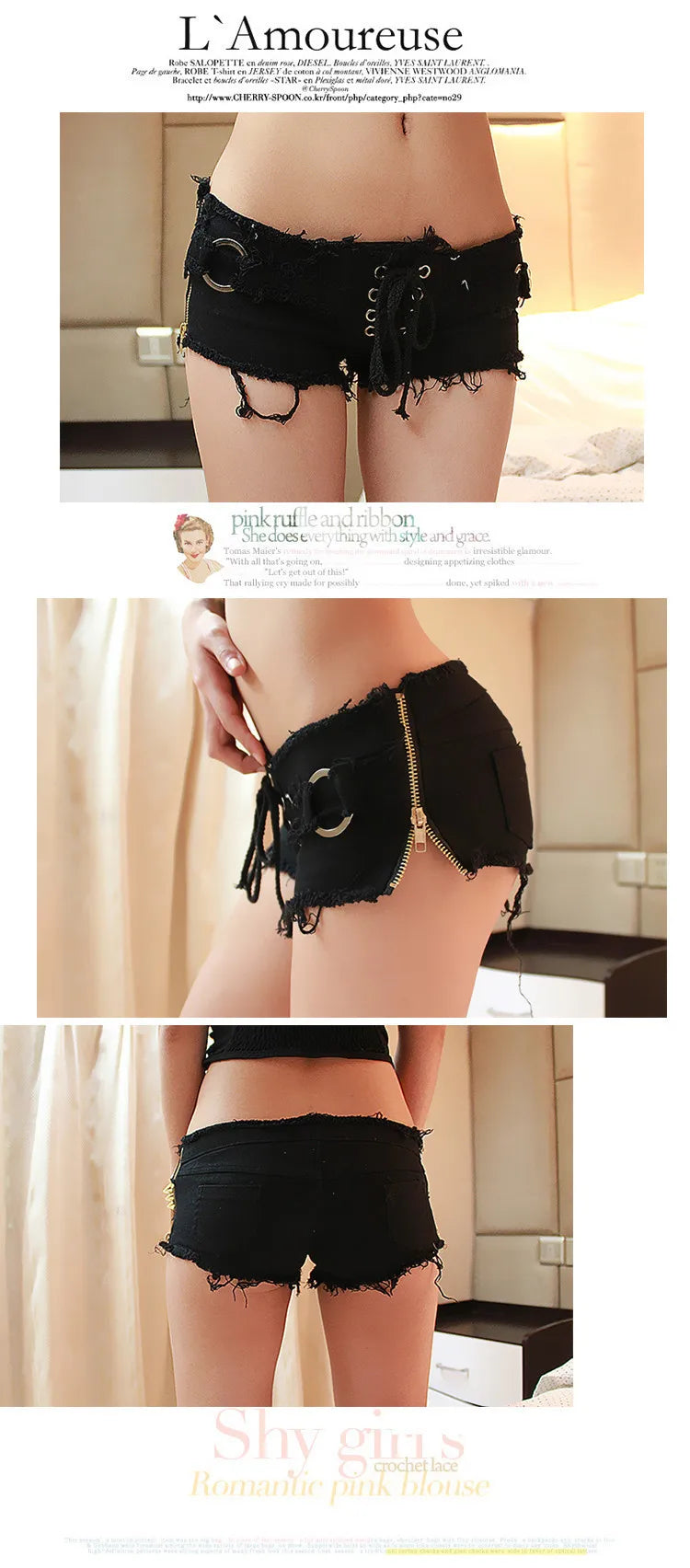 2015 Summer New Hot Ladies Sexy Club Bandage Zipper Super Short Feminino Knickers Mini Disco Mujer Denim Jeans Low Waist Shorts