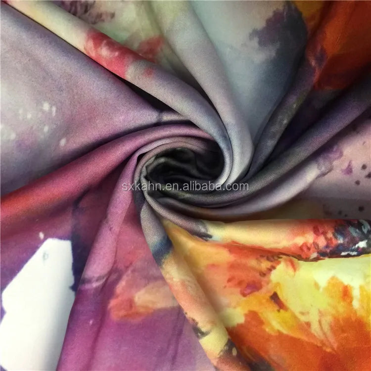 Kahn Shaoxing Customize Floral Printed Satin Fabric 100% Polyester Flower Print