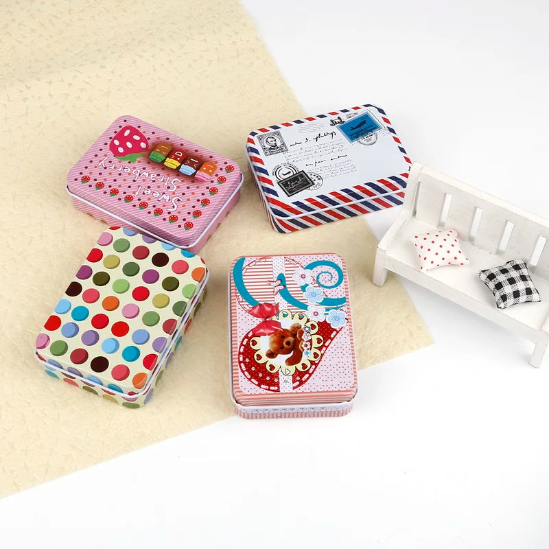 Mini Tin Metal Box Case for Candy Storage Small Metal Box Diy Coin Earrings Headphones Gift Box 9cm*6.5cm*2.5cm