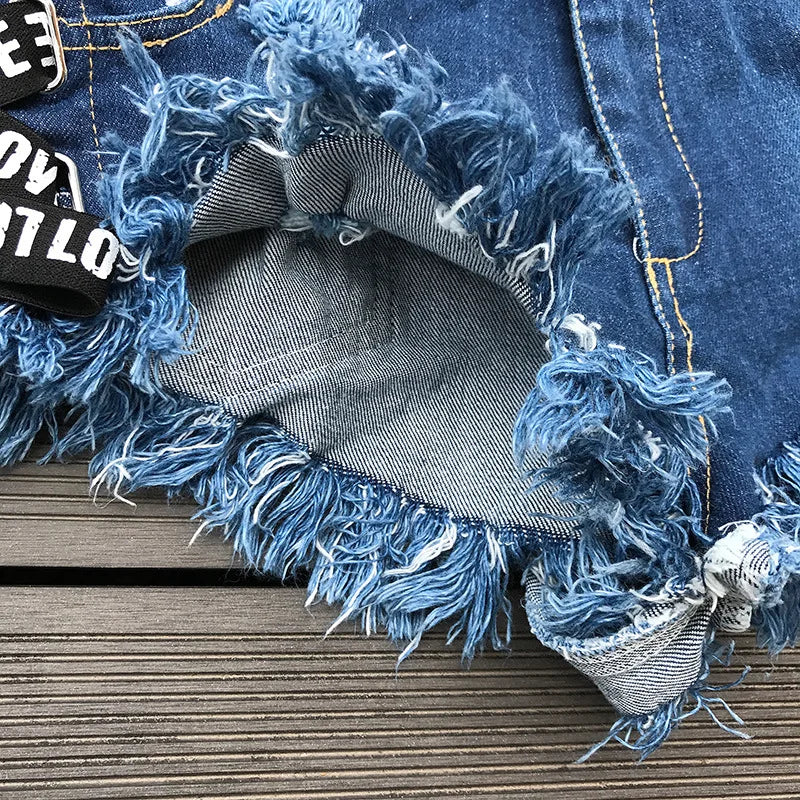 New Arrival Women Summer Denim Shorts Sexy Low Waist Beach Hole Side Bandage Hot Nightclub Jeans Short Pantalon Corto Mujer