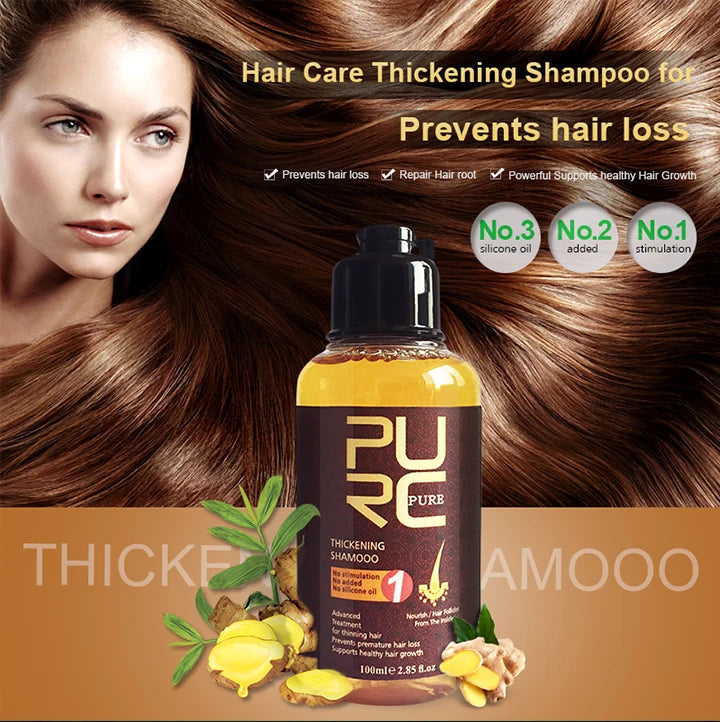 PURC Ginger Shampoo and Biotin Hair Growth Oil Set Fast Hair Growth Loss Treatment Hair Regrowth for Men Women Hair Care