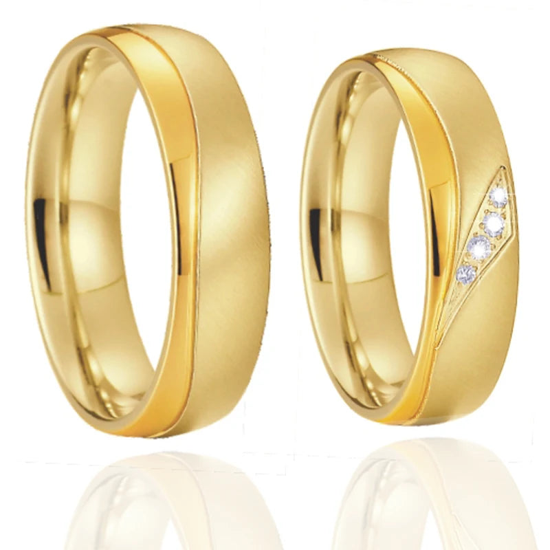 Splendid Designer 2pcs Bridal Wedding Engagement Rings Bridal Sets Silver Stainless Steel Jewelry Statement Ring