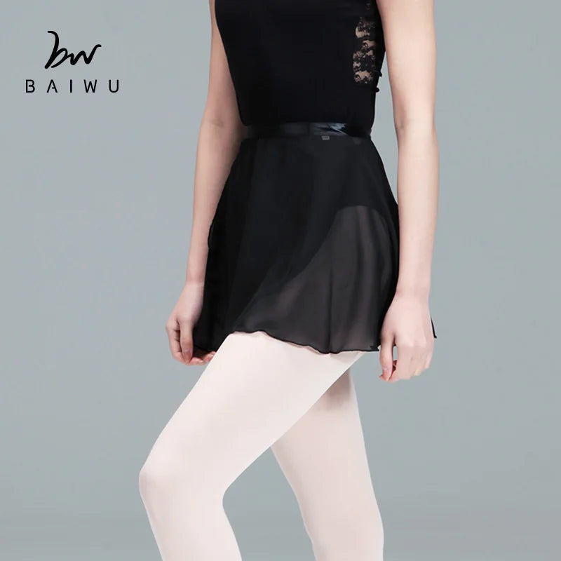 Baiwu Cheap Price Ballet Dance Chiffon Wrap Skirt Ballet Pull on Dance Skirt Stage Training Dancewear for Girls 111014501