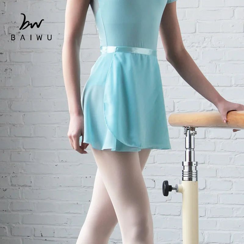 Baiwu Cheap Price Ballet Dance Chiffon Wrap Skirt Ballet Pull on Dance Skirt Stage Training Dancewear for Girls 111014501