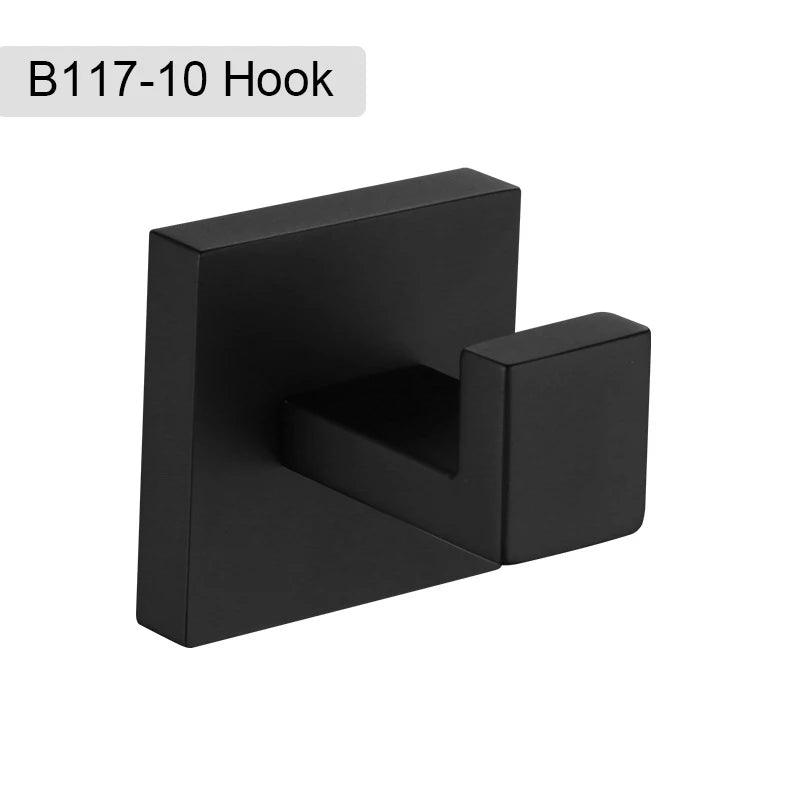 Matte Black Bathroom Hardware 304 Stainless Steel Towel Rack Toilet Paper Holder Liquid Soap Holder Towel Bar Toilet Accessories