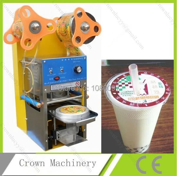 Automatic Milk Tea Cup Sealing Machine Full Automatic Bubble Tea Machine For 90/95mm PP/PE/PC Milk Tea Cup Seale