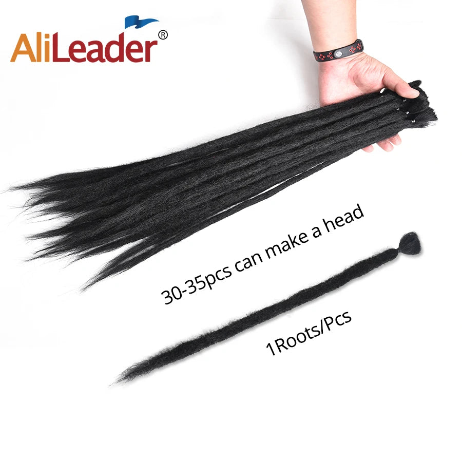 Leeons Synthetic Hair Handmade Dreadlocks Hair Extensions Crochet Hair Black Brown 1 Strands Dreadlock For Women And Men 20 Inch