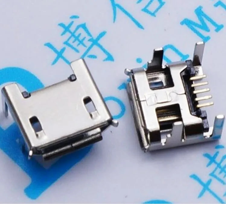 10pcs Micro USB mini connector 5pin seat Jack Micro 4 feet with side Inserting plate Mini usb connector for Mobile tail plug