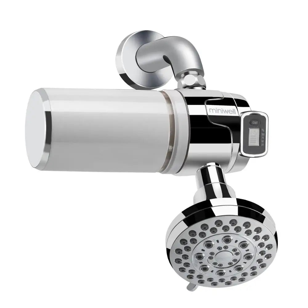 Electric Double Filter Shower Head Activated Carbon Water Filter with Replaceable Chlorine Filter for All Shower Heads