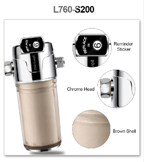 Electric Double Filter Shower Head Activated Carbon Water Filter with Replaceable Chlorine Filter for All Shower Heads