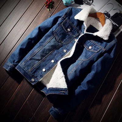 Winter Men's Denim Jackets Fashion Men Retro Fleece Thick Warm Jean Jacket Outdoor Men Thermal Cowboy Windbreaker Jeans Coats