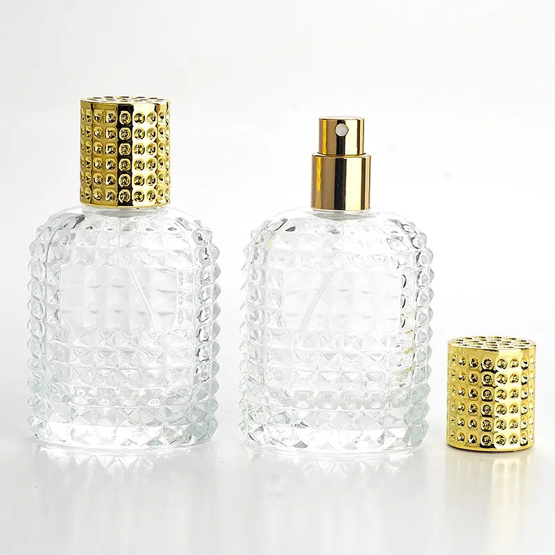 30ml 50ML Transparent Glass Perfume Bottle With Aluminum Atomizer Empty Cosmetic Case For Travel