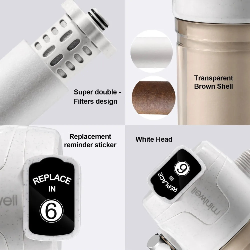 Electric Double Filter Shower Head Activated Carbon Water Filter with Replaceable Chlorine Filter for All Shower Heads