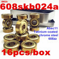 16pc 608zz/627z Gold Tatinium Skate Bearings Skateboard Longboard Parts Inline Roller Skates Scooter Quad Artistic Skate Bearing
