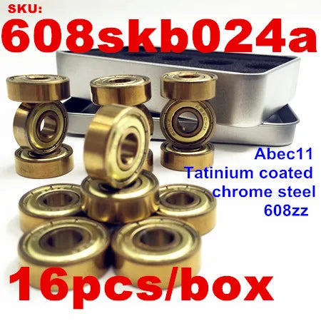 16pc 608zz/627z Gold Tatinium Skate Bearings Skateboard Longboard Parts Inline Roller Skates Scooter Quad Artistic Skate Bearing