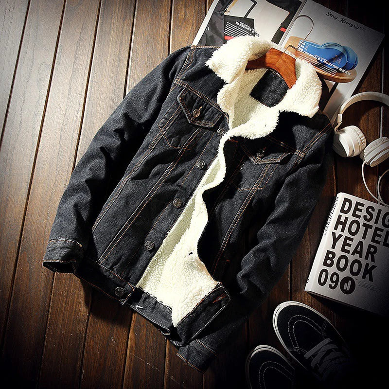 Winter Men's Denim Jackets Fashion Men Retro Fleece Thick Warm Jean Jacket Outdoor Men Thermal Cowboy Windbreaker Jeans Coats