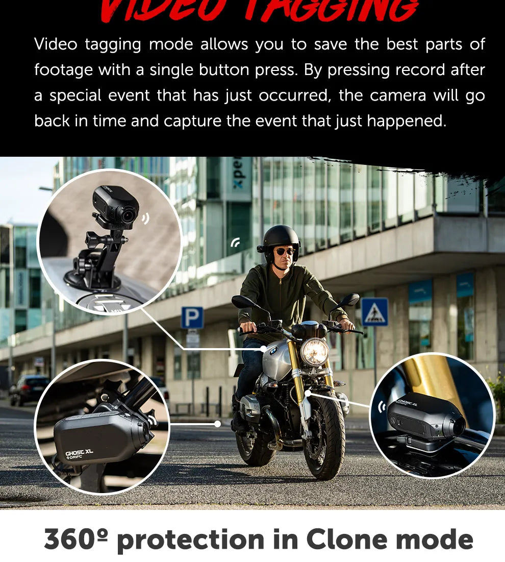 Drift Ghost XL Action Camera 1080P Sport Camera WiFi with Rotating Lens and Dash Cam Mode IPX7 Waterproof Motorcycle Helmet Cam