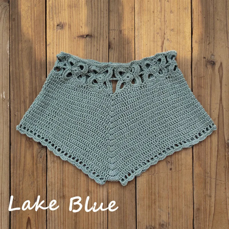 Colorful Fashion Handmade Crochet Shorts Beach Bikini Hot Pants Bike Gym Pant - low-Rise