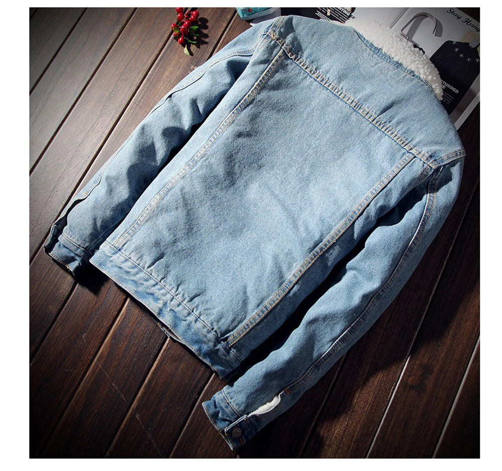 Winter Men's Denim Jackets Fashion Men Retro Fleece Thick Warm Jean Jacket Outdoor Men Thermal Cowboy Windbreaker Jeans Coats