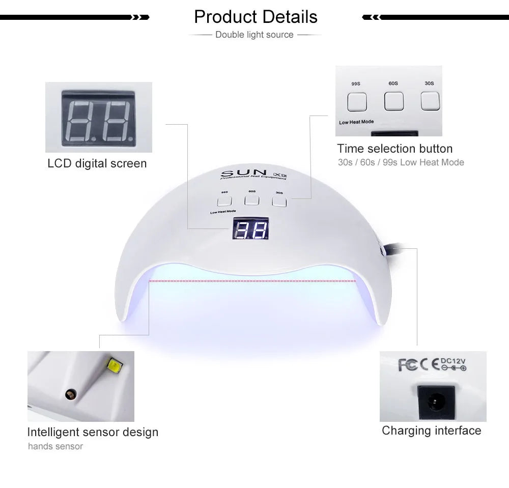48W UV Nail 2021 Gel Polish Machine SUN X9 Cabins Fast Drying Light Mini Lampara Single Led Nail Cure Lamp