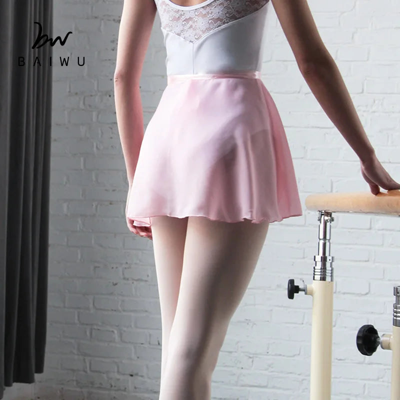 Baiwu Cheap Price Ballet Dance Chiffon Wrap Skirt Ballet Pull on Dance Skirt Stage Training Dancewear for Girls 111014501