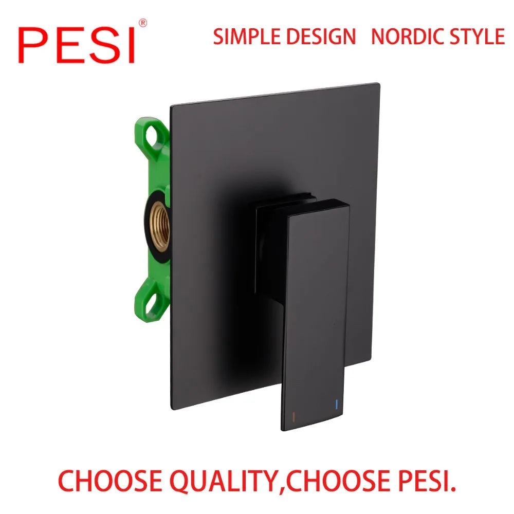 All Brass Shower Faucet Mixing Valve 1/2/3 Ways Concealed Easy-mount Box Brass Concealed Valve Wall Mount Wholesale Mate Black