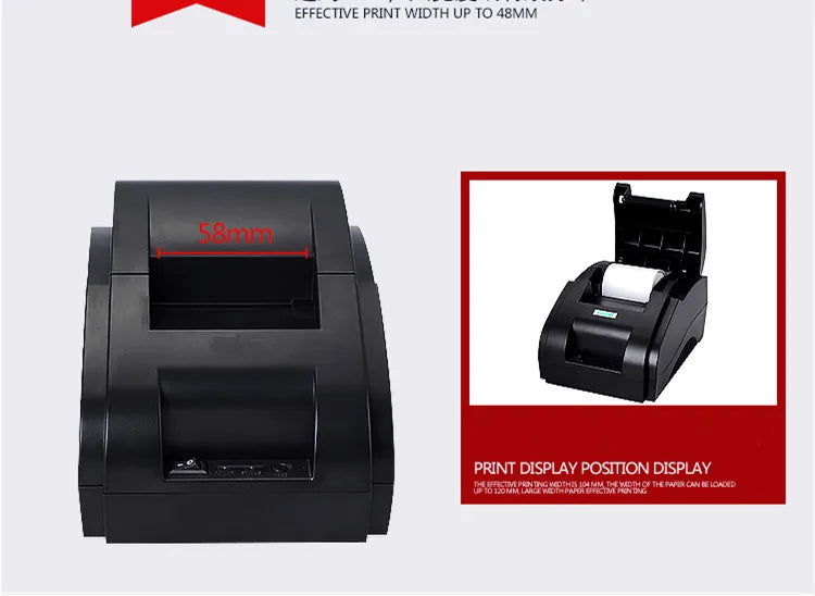 High-Quality 58mm Thermal Printer Bill Receipt Machine with 90mm/s Printing Speed USB Interface for Wholesale