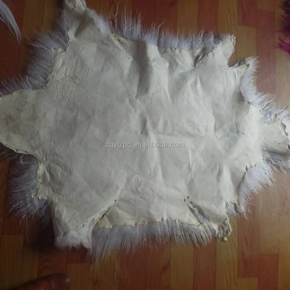 Long Hair Curly Real Mongolian Tanned Sheep Fur Pelt for Garment Use