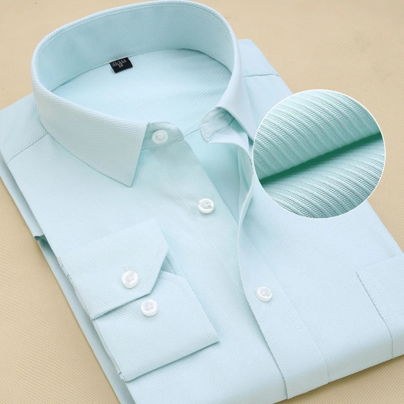 Plus Size Long Sleeve Men Dress Shirt Fashion Male Business Formal Wear Office Working White Shirts 45 46 47 48 Large Clothing