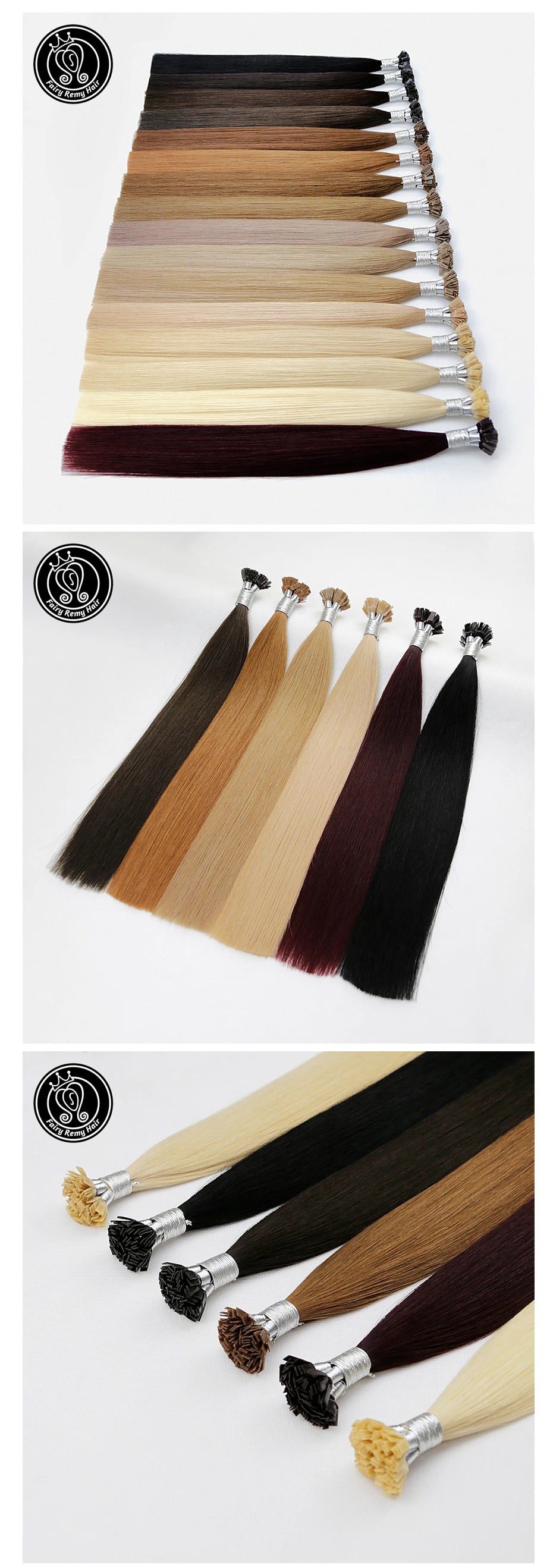 Fairy Remy Hair 20-22" Remy Keratin Flat Tip Human Hair Extensions Straight Capsules Natural Pre Bonded Hair 0.8g/Strand