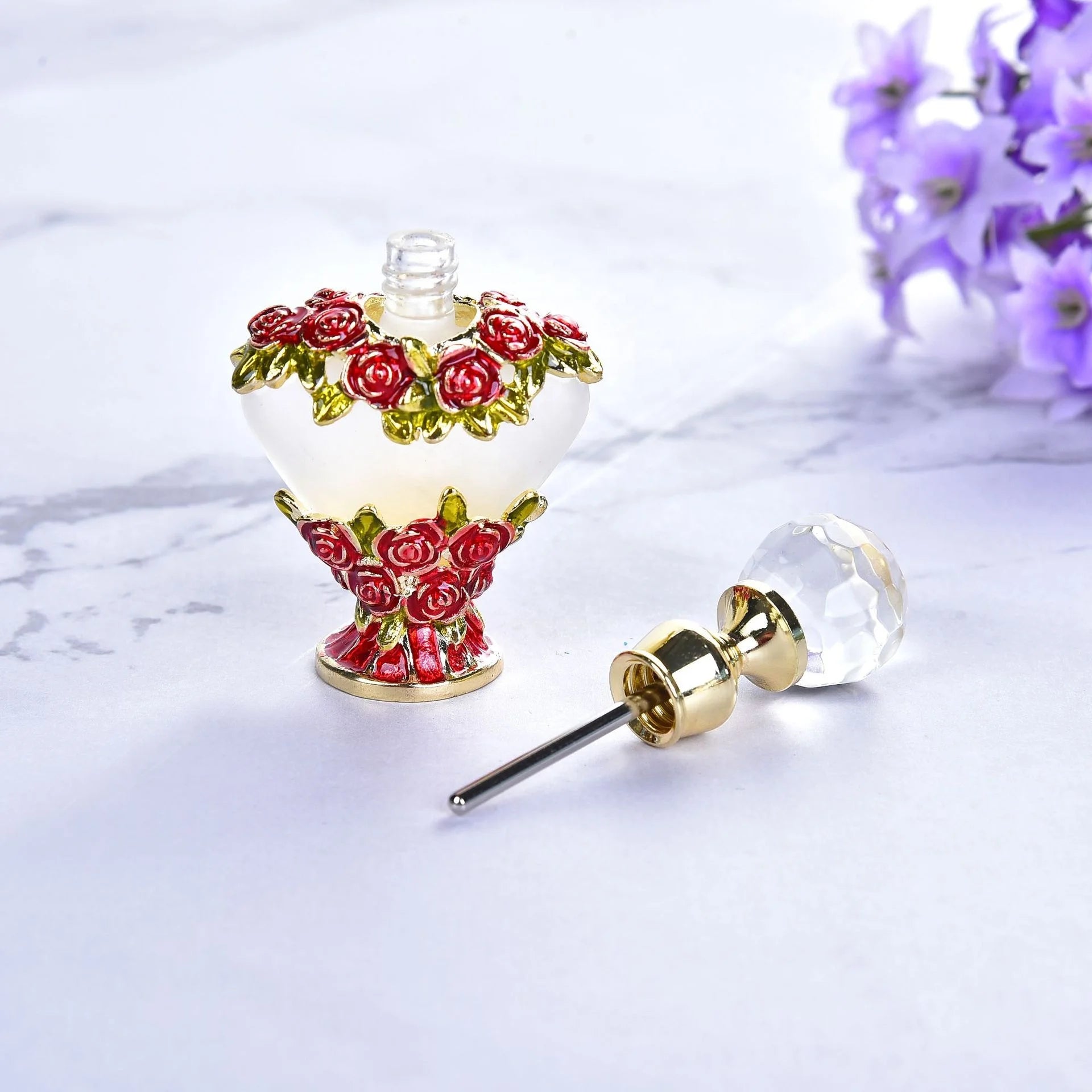 Factory Price 3ml Heart Shape Arabic Perfume Oil Bottle With Metal Stick