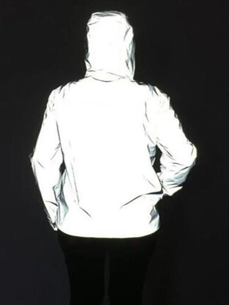 Reflective Jackets Men Autumn 2025 Hip Hop Hooded Coat Windbreaker Waterproof Casual sportswear Night Road Safety Jacket