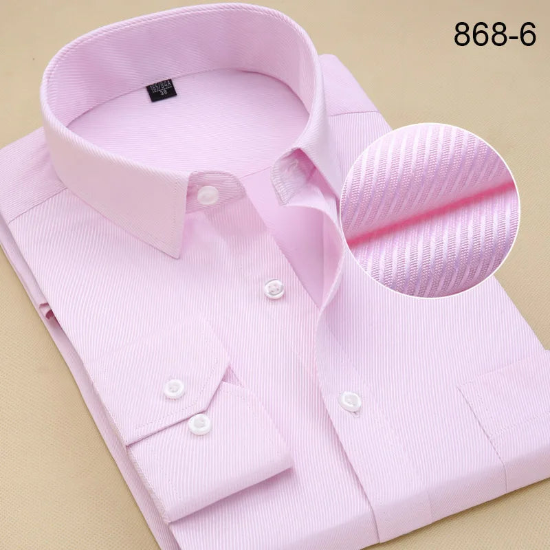 Plus Size Long Sleeve Men Dress Shirt Fashion Male Business Formal Wear Office Working White Shirts 45 46 47 48 Large Clothing