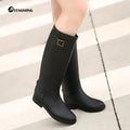 Fashion New Autumn and Winter Lady Rain Boots High Tube Women's Warm Water Shoes Waterproof Rubber Shoes New Frosted Rain Boots