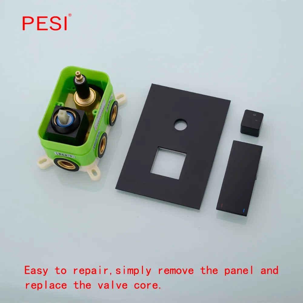 All Brass Shower Faucet Mixing Valve 1/2/3 Ways Concealed Easy-mount Box Brass Concealed Valve Wall Mount Wholesale Mate Black