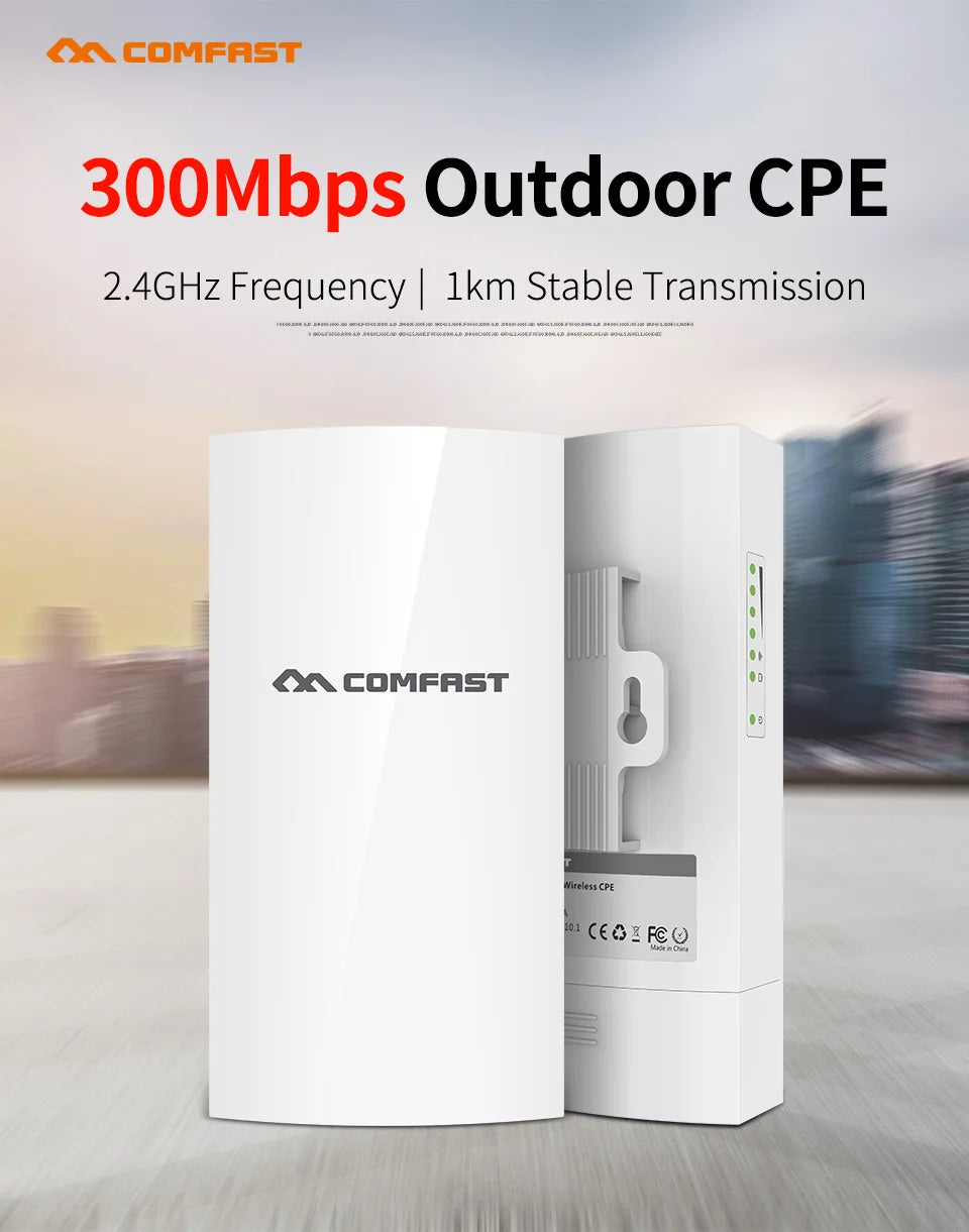 COMFAST 300Mbps 2.4GHz Outdoor CPE Wifi Router WiFi Access Point Wireless Bridge Range Wifi Extender Wifi Repeater For IP Camera