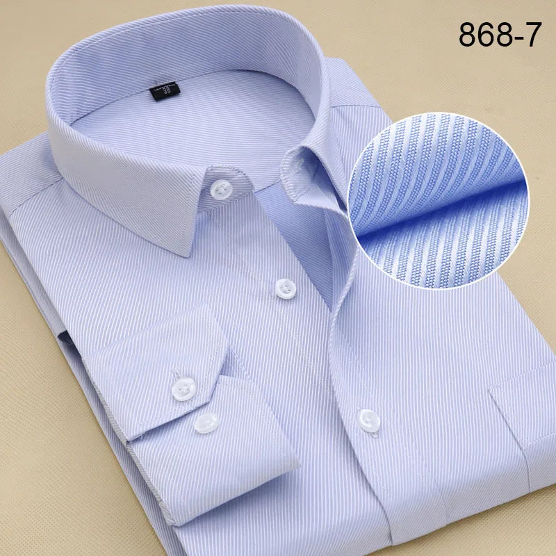 Plus Size Long Sleeve Men Dress Shirt Fashion Male Business Formal Wear Office Working White Shirts 45 46 47 48 Large Clothing