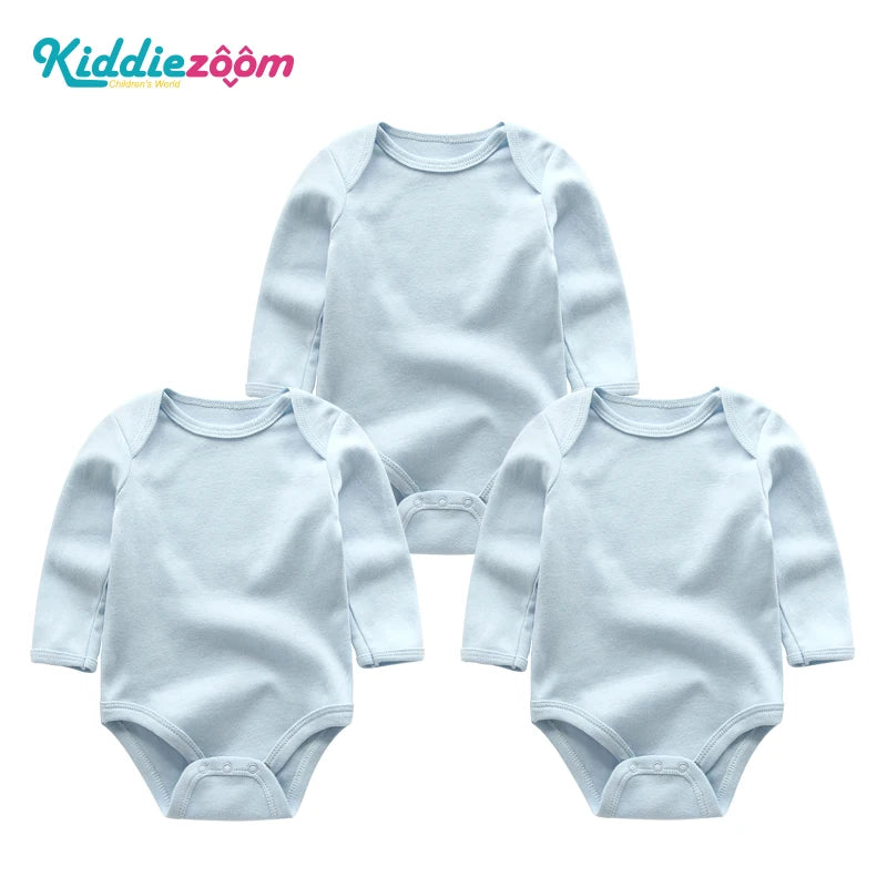 100% Cotton Jumpsuits 3Pieces Newborn Baby Boy Clothes Cartoon Bodysuit Print Long Sleeve Baby Girls Clothes 0-12M Spring Autumn
